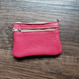 Portland Leather Sugar Pink Double Zip Card Wallet - Rare